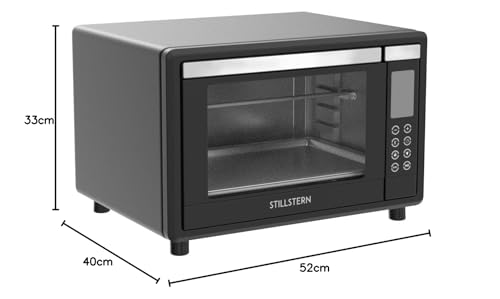 Stillstern Minibackofen mit Umluft (35L) DE Version, Pizza Ø28cm, NEU: CYCLONE PRO+ (Antihaftbeschichtung), 13 Programme, Auftauen&Warmhalten, 8h Timer, Rezeptheft, Mini Backofen Pizzaofen Grill
